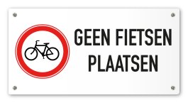 Tekstbord Geen Fietsen Plaatsen 20 X 10 Cm Wit