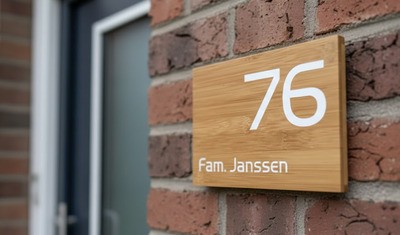 Bamboe naambord voordeur