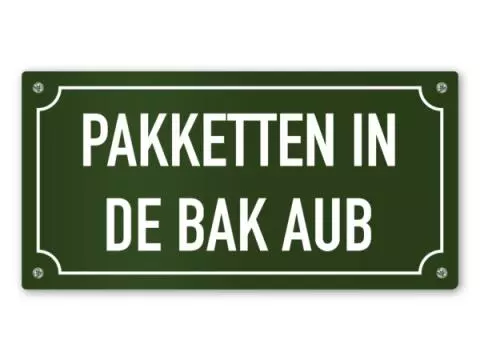 Adfitjo Bord ‘Laat Pakketten In De Doos’ – 25 X 17,7 Cm, Aluminium, Weerbestendig, Makkelijk Te Monteren