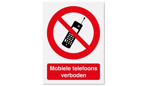 Verbodsbord Mobiele Telefoons Verboden Van Aluminium Vanaf 15 X 20 Cm 3423