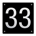 Huisnummerbord zwart industrieel huisnummer 33 afmeting 15 x 15 cm