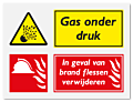 Waarschuwingsbord Gas onder druk - In geval van brand flessen verwijderen vanaf 20 x 15 cm