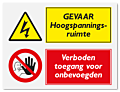 Waarschuwingsbord Gevaar hoogspanning - verboden toegang voor onbevoegden vanaf 20 x 15 cm