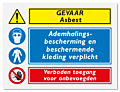 Waarschuwingsbord Asbest - bescherming verplicht - verboden toegang vanaf 20 x 15 cm