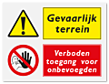 Waarschuwingsbord Gevaarlijk terrein - verboden toegang voor onbevoegden vanaf 20 x 15 cm