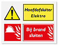 Waarschuwingsbord Hoofdafsluiter elektra - bij brand afsluiten vanaf 20 x 15 cm