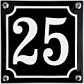 Emaille huisnummerbord zwart met kader 10 x 10 cm