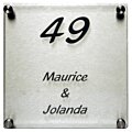 Naambord glas met rvs achterplaat 20 x 20 cm
