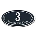 Emaille naambordje ovaal met sierkader 20 x 10 cm