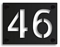 Huisnummerbord zwart met uitgesneden nummer 20 x 15 cm