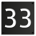 Huisnummerbord zwart 30 x 30 met uitgesneden nummer