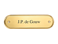 Klassiek messing naamplaatje met afgeronde hoeken voor voordeur 12,2 x 3,4 cm