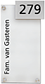 Naambord plexiglas met rvs huisnummerbord