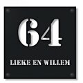 Naambord voordeur uitgesneden tekst zwart 20 x 20 cm