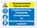 Waarschuwingsbord Bijtende stoffen - Bijtende stoffen - bescherming verplicht vanaf 20 x 15 cm