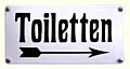Emaille deurbordje Toiletten met pijl naar rechts