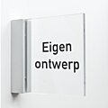 Pictogram Eigen ontwerp van plexiglas met haakse wandhouder