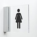 Pictogram WC Dames van plexiglas met haakse wandhouder luxe design