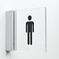 Pictogram WC Heren van plexiglas met haakse wandhouder, luxe design voor binnengebruik