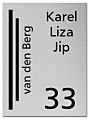 RVS gegraveerd naambord met uitsnede en zwarte achterplaat