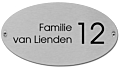 RVS naambord ovaal 20 x 12 cm gegraveerd