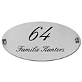 rvs naambord ovaal 25 x 12,5 cm met afstandhouders