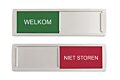 Schuifbordje deurbordje kunststof - welkom - niet storen