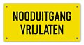 Tekstbord Nooduitgang vrijlaten 20 x 10 cm geel