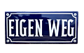 Tekstbord Eigen weg van emaille blauw 22 x 10 cm