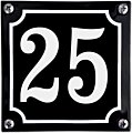 Emaille huisnummerbord zwart met kader 10 x 10 cm