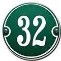 Emaille huisnummerbord rond 10 cm met sierkader klassiek
