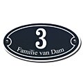 Emaille naambordje ovaal met sierkader 20 x 10 cm