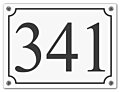 Huisnummerbord wit klassiek afmeting 16 x 12 cm