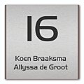 Naambord aluminium gebogen 15 x 15 cm gegraveerd