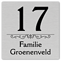 RVS look naambordje 15 x 15 cm voordeur model b