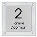 Naambordje plexiglas met luxe rvs look plaat 20 x 20 cm