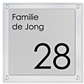 Naambordje plexiglas met luxe rvs look plaat 30 x 30 cm