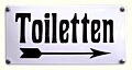 Emaille deurbordje Toiletten met pijl naar rechts