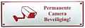 Tekstbord permanente camera beveiliging - 22 x 7 cm emaille - rood