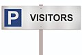 Parkeerbord Visitors op paal aluminium rvs-look