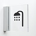 Pictogram Douce van plexiglas met haakse wandhouder