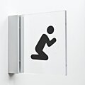 Pictogram Gebedsruimte van plexiglas met haakse wandhouder, luxe design voor binnengebruik