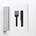 Pictogram Restaurant van plexiglas met haakse wandhouder