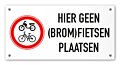 Tekstbord Geen brommers en fietsen plaatsen 20 x 10 cm wit