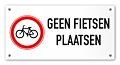 Tekstbord Geen fietsen plaatsen 20 x 10 cm wit