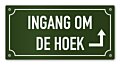 Tekstbord Ingang om de hoek pijk links 20 x 10 cm groen