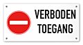 Tekstbord Verboden toegang 20 x 10 cm wit