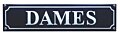 Toiletbord Dames toiletten | Emaille bordje | Blauw | 33 x 8 cm