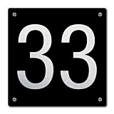 Huisnummerbord zwart industrieel huisnummer 33 afmeting 15 x 15 cm