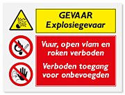 Waarschuwingsbord Explosiegevaar - Vuur en roken verboden - Verboden toegang vanaf 20 x 15 cm